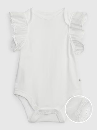 Baby 100% Organic Cotton Mix and Match Eyelet Ruffle Bodysuit | Gap (US)