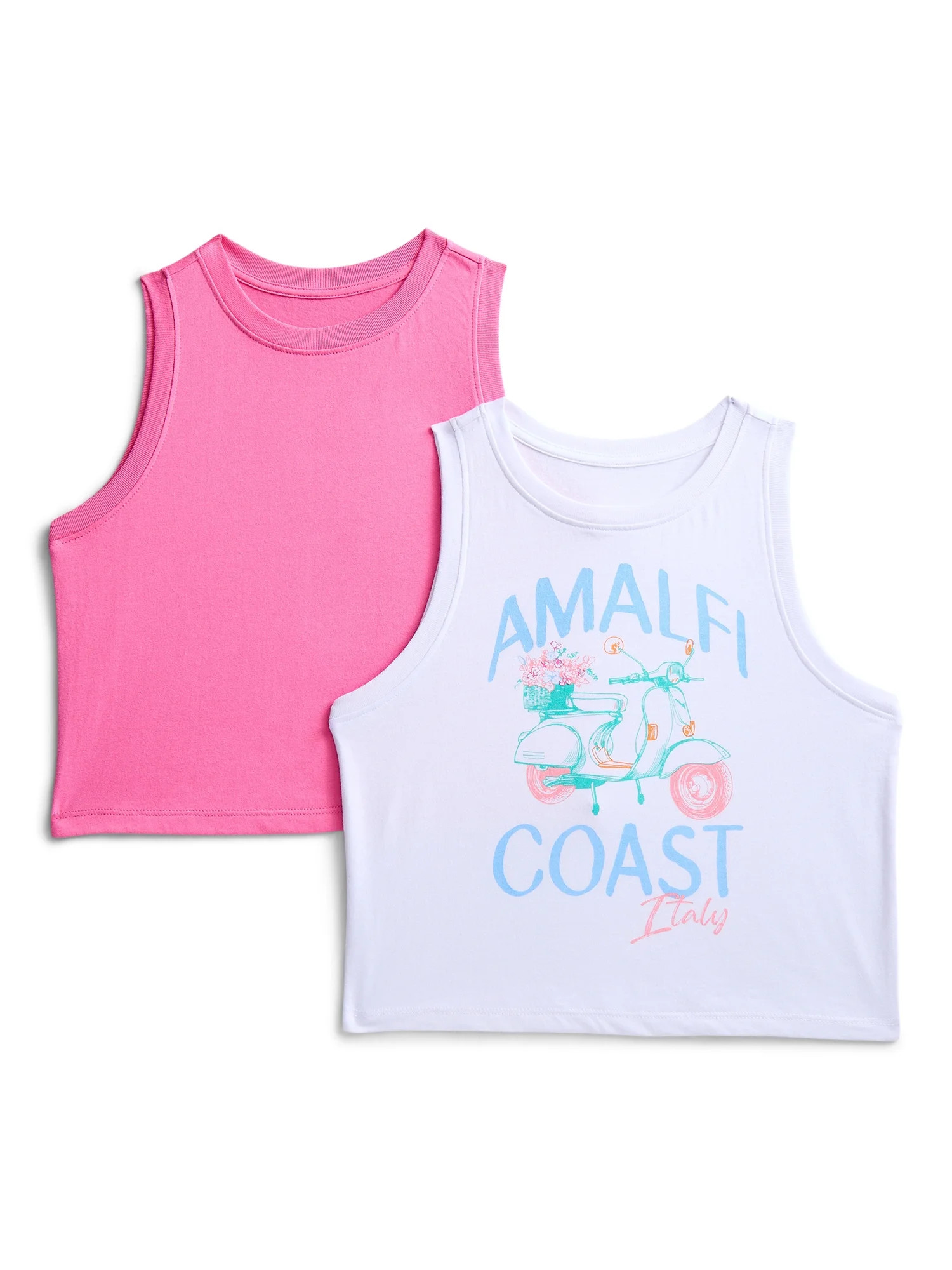 Wonder Nation Girls Amalfi Italy Graphic Tank Top, 2-Pack, Sizes 4-16 Plus | Walmart (US)