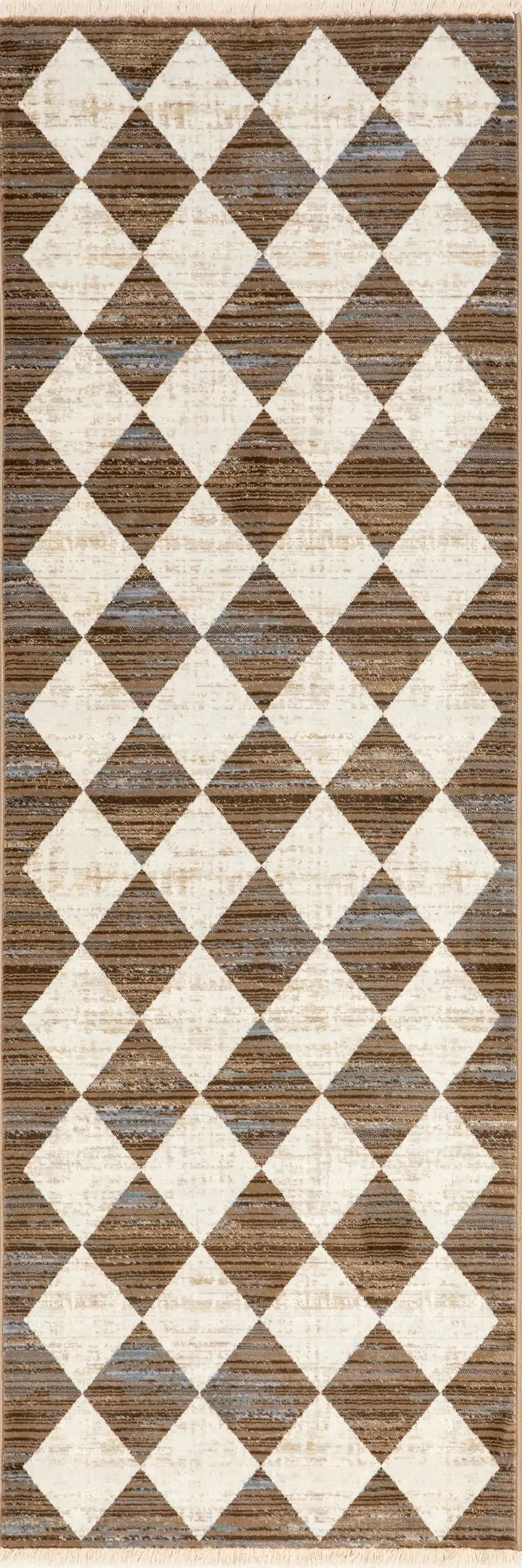 Vanni Checkered Fringed Rug | Beige | Rugs USA