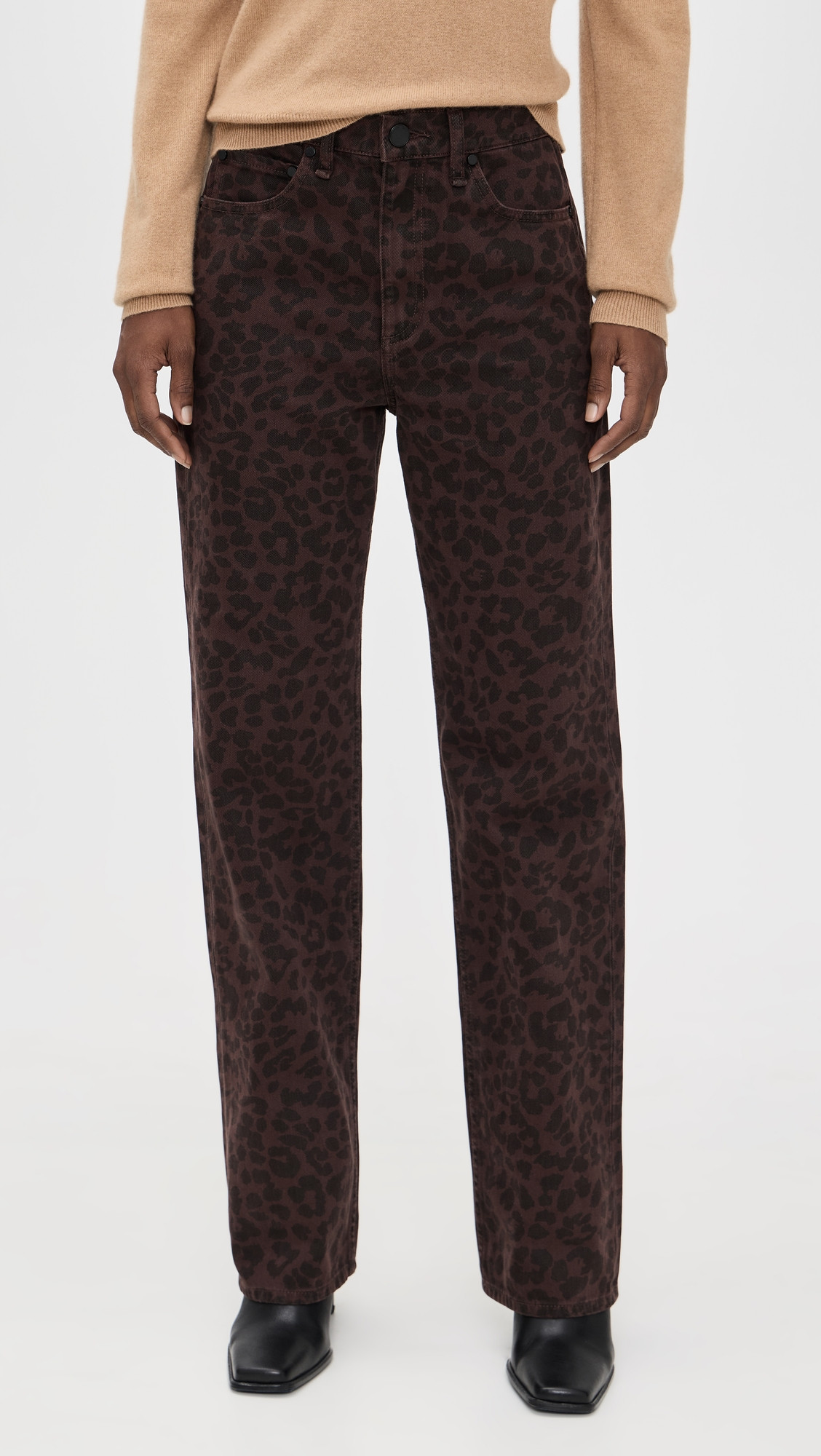 rag & bone Shea Full Relaxed Straight Pants Leopard 33 | Shopbop