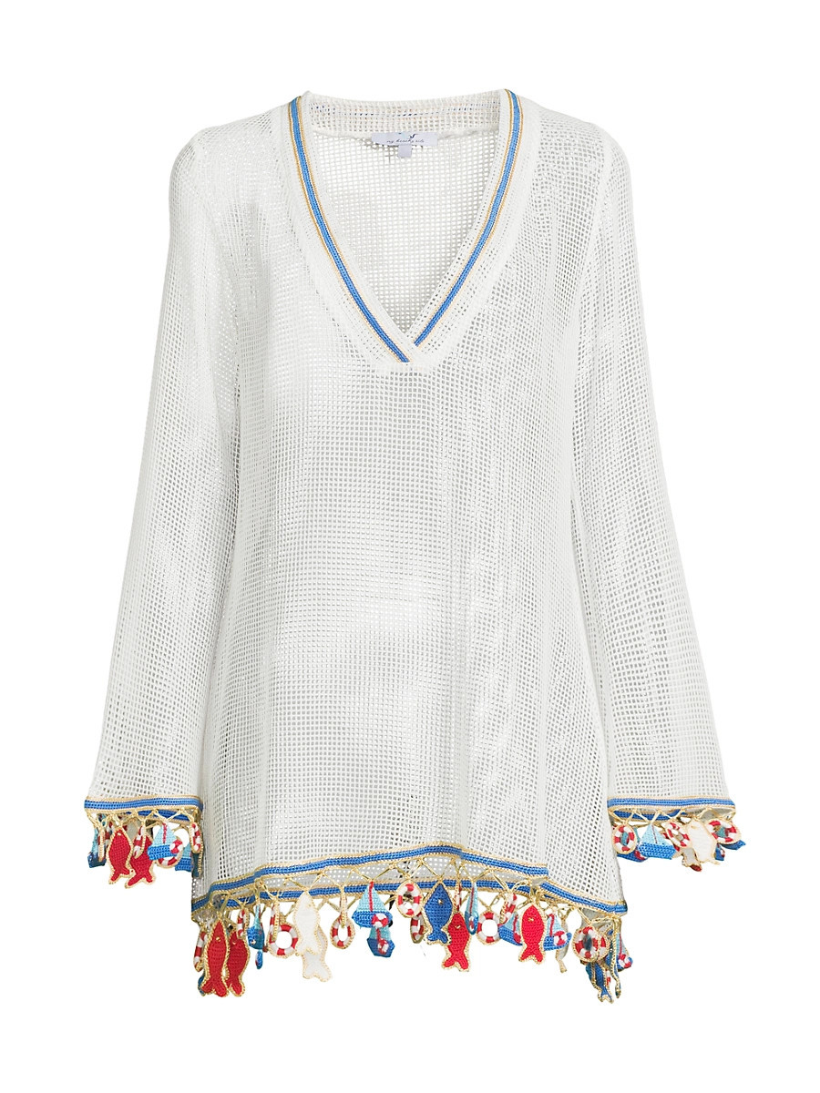 Women's Poisson Mesh Long-Sleeve Tunic - Ivory - Size Medium | Saks Fifth Avenue