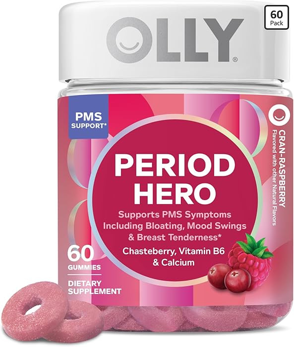 OLLY Period Hero Gummies, PMS Support Supplement,* Chasteberry, Vitamin B6, Calcium, Cran-Raspber... | Amazon (US)