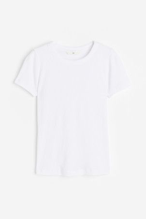 Fitted T-shirt - White - Ladies | H&M GB | H&M (UK, MY, IN, SG, PH, TW, HK)