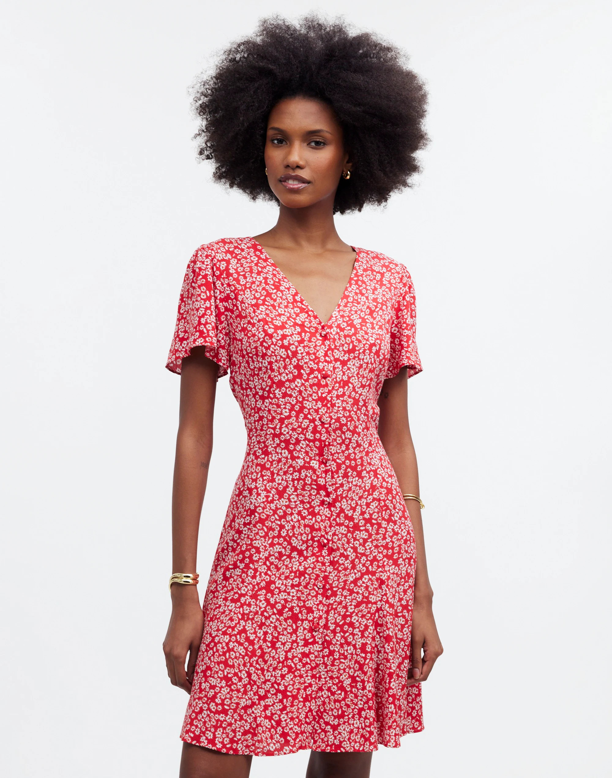 Flutter-Sleeve Mini Dress in Floral | Madewell