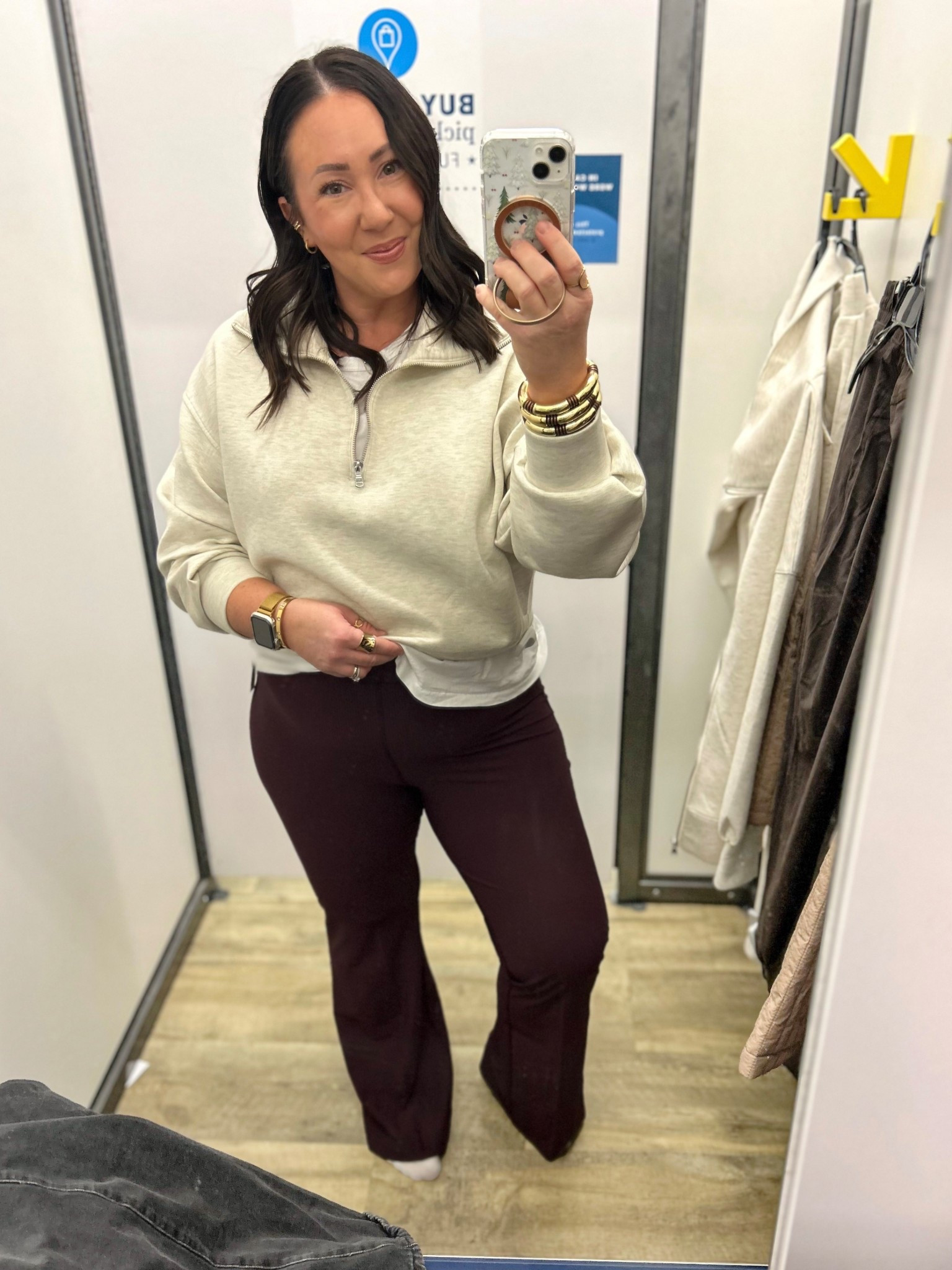 @oldnavy sales! XL half zip! Feels like air essentials. XL ribbed flare leggings. Love this plum color! XL @gap tee.  

#LTKOver40 #LTKMidsize #LTKSaleAlert