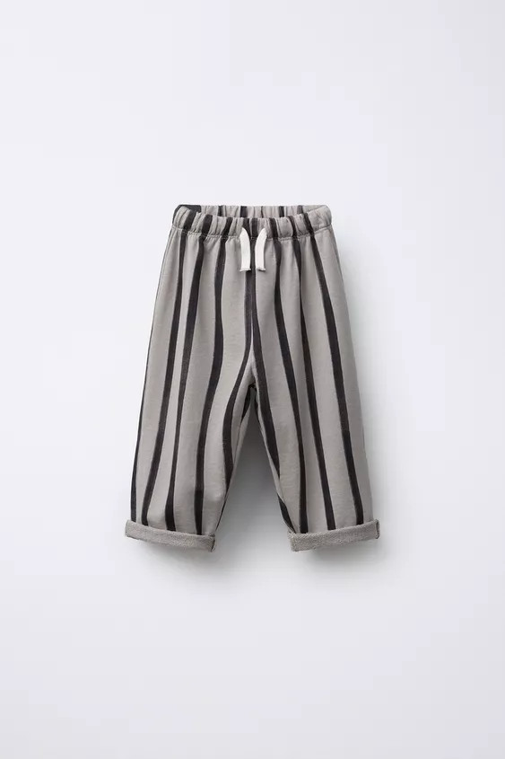 STRIPED BAGGY PLUSH PANTS | Zara US