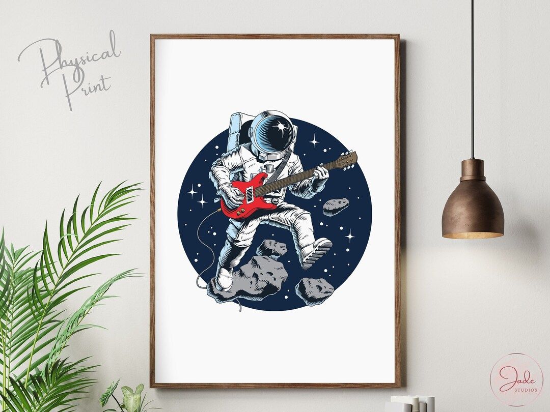 Astronaut Playing Guitar Print Music Prints Teen Boy Decor - Etsy | Etsy (US)
