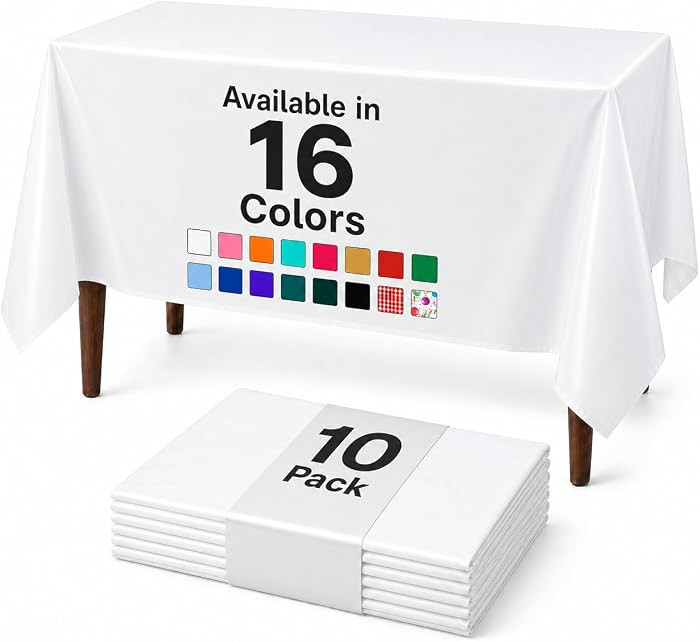 Auros 10-Pack Plastic Tablecloths, 54x108 Inch Disposable Table Covers, 8FT | Amazon (US)