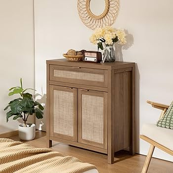 SICOTAS Sideboard Buffet Cabinet Set of 3, Rattan Credenza Storage Cabinet, Boho Buffet Table Con... | Amazon (US)