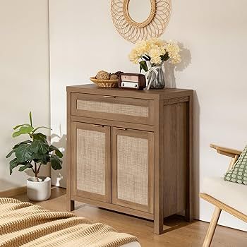 SICOTAS Sideboard Buffet Cabinet Set of 3, Rattan Credenza Storage Cabinet, Boho Buffet Table Con... | Amazon (US)