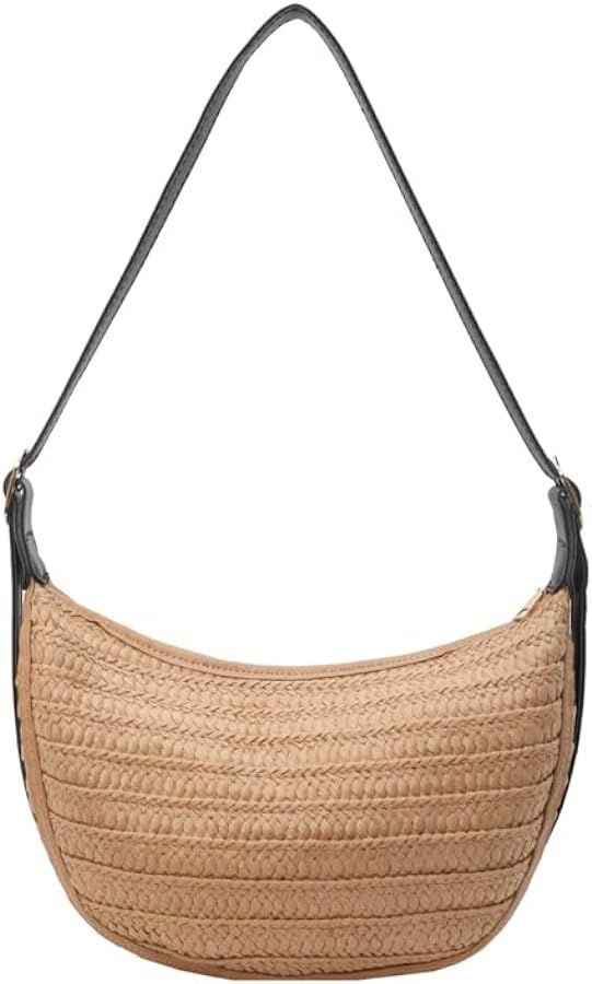 Straw Crescent Shoulder Bag Purse Crossbody Weave Bags For Women Hobo Woven Bag Summer Beach Ratt... | Amazon (US)