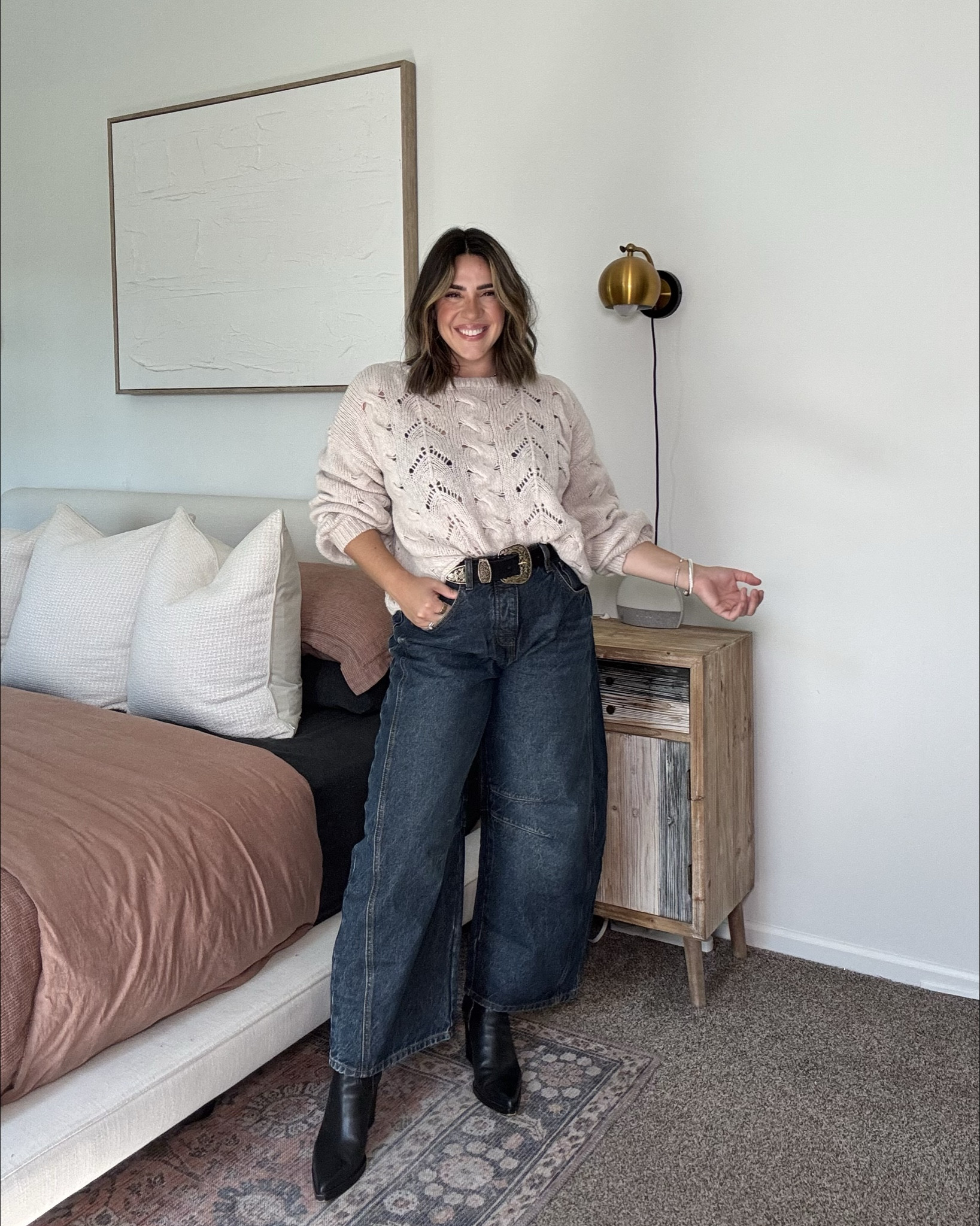 Fall outfit ideas either free people :) I’m mostly in a size M/L the chunky knit I did XL, the brine set I did M! The jeans are all 30, the dark barrel wash run a tad big. 

#LTKMidsize #LTKStyleTip #LTKSeasonal