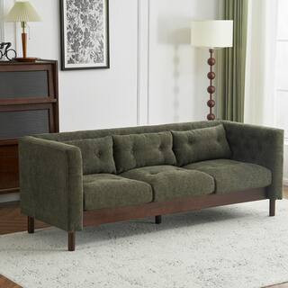 Ember 78 in. Modern Square Arms Polyester Upholstered 3-Seater Rectangle Sofa with Tufting in. Da... | The Home Depot