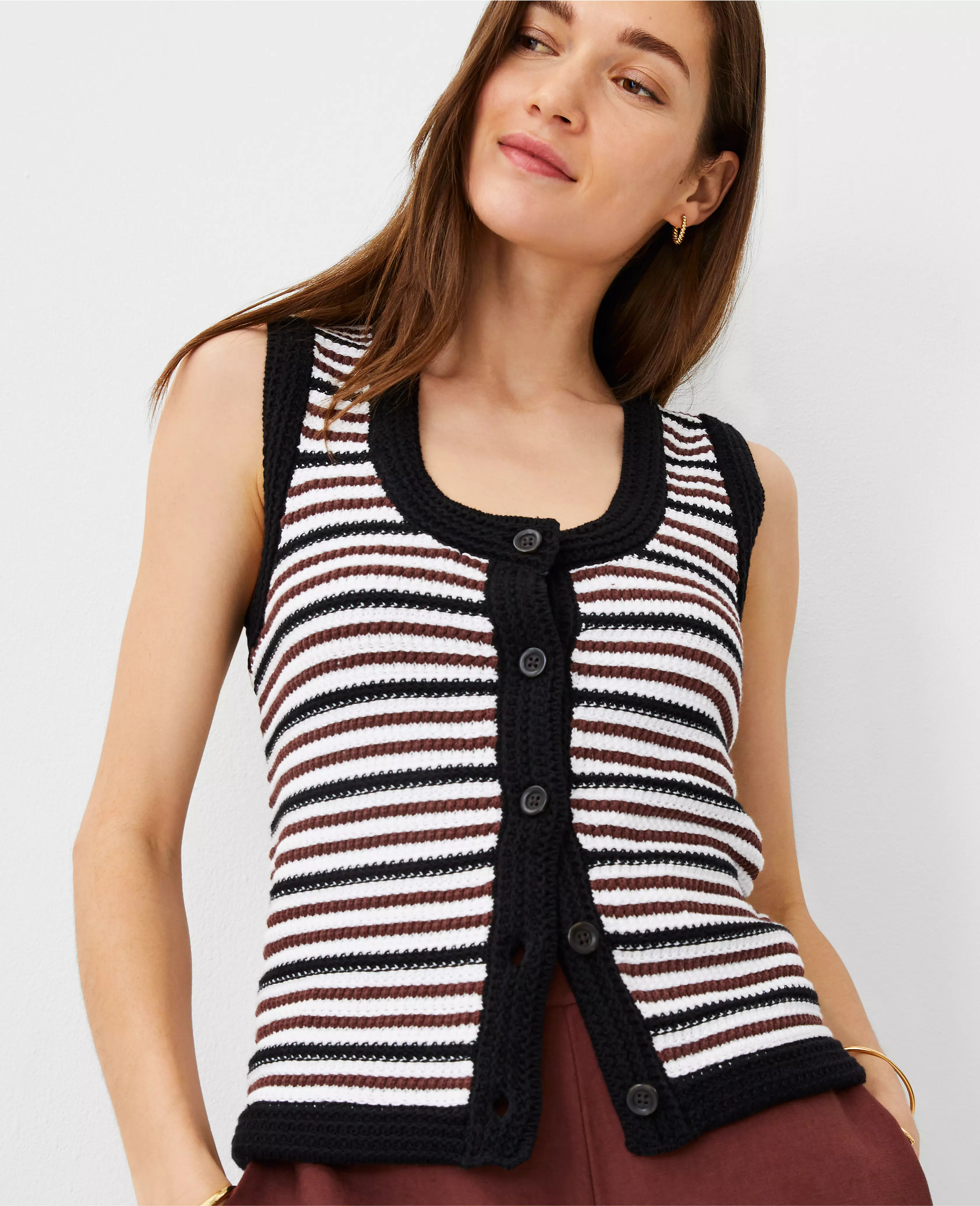 Texture Stitch Scoop Neck Vest | Ann Taylor (US)