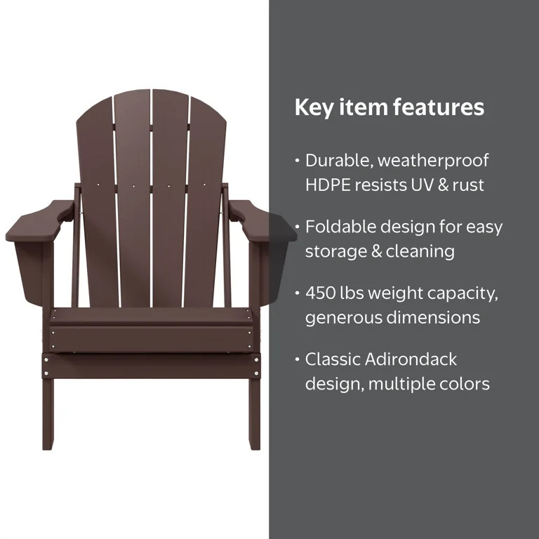 WestinTrends Malibu Outdoor Folding HDPE Adirondack Deck Chair - Patio & Outdoor Lounge, Weather\... | Walmart (US)