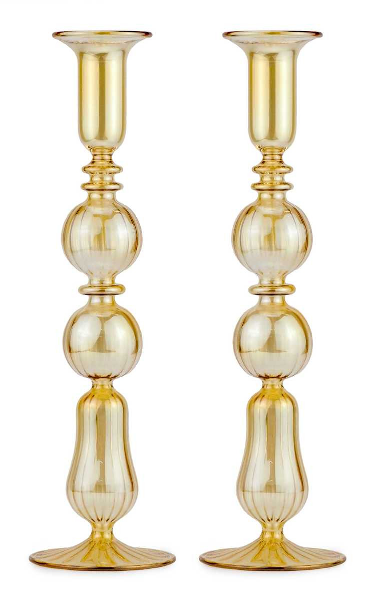 Set-Of-Two Tall Glass Candle Sticks | Moda Operandi (Global)