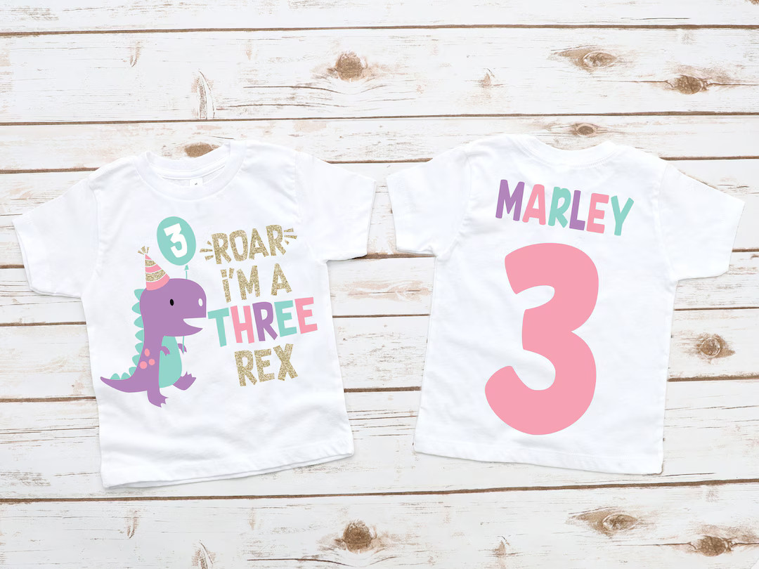 Three rex 3 rex girl dinosaur birthday shirt , 3 rex birthday shirt, girl dinosaur birthday shirt... | Etsy (US)