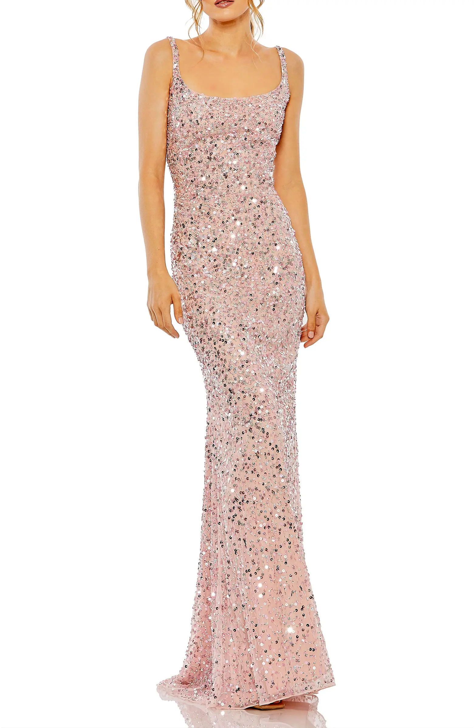 Women's Sequined Low Back Slip Gown | Nordstrom