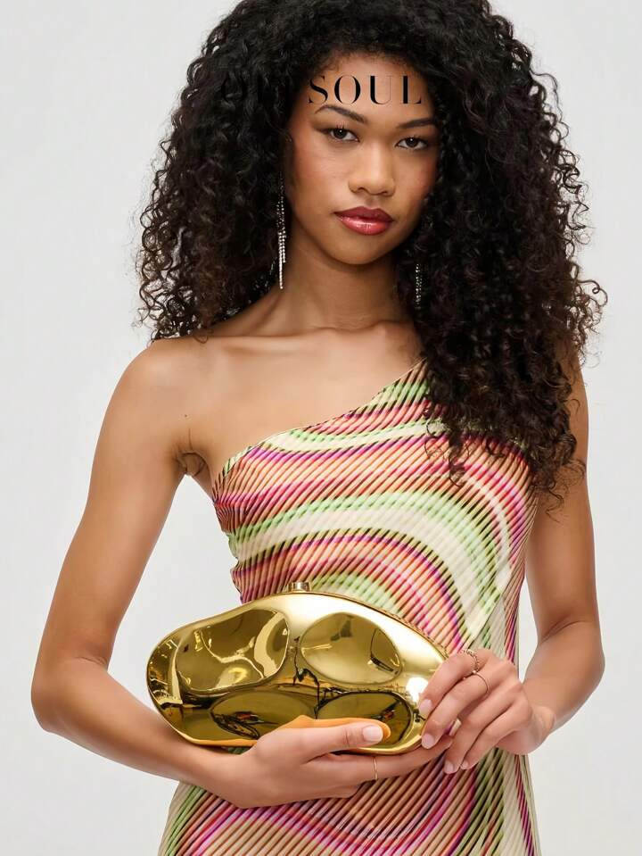 New Fashion Sculptural Metal Clutch Bag, European And American Hollow Design, Formal Metallic Par... | SHEIN