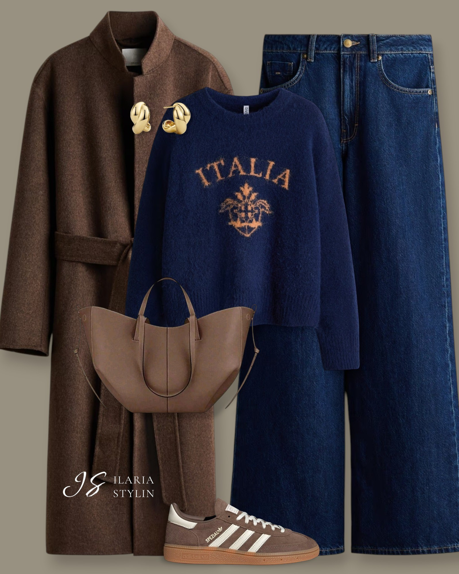 winter outfit, winter outfit ideas, outfit ideas, brown coat, wool-blend coat, tie-belt coat, blue sweater, motif sweater, jacquard sweater, dark blue jeans, wide leg jeans, adidas sneakers, brown sneakers, brown adidas, adidas spezial, brown bag, tote bag, casual outfit, casual chic outfit

#LTKootd #LTKSeasonal #LTKWorkwear