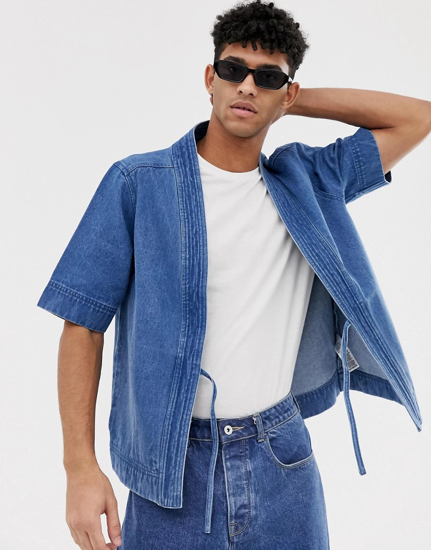 ASOS DESIGN midwash denim kimono-Blue | ASOS (Global)