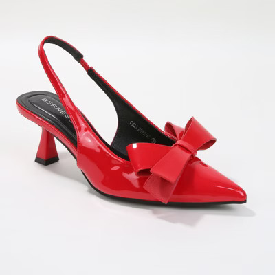 Berness Women's Calliope 2 Patent Slingback Kitten Heels with Bow Detail Red 8.5 | Target