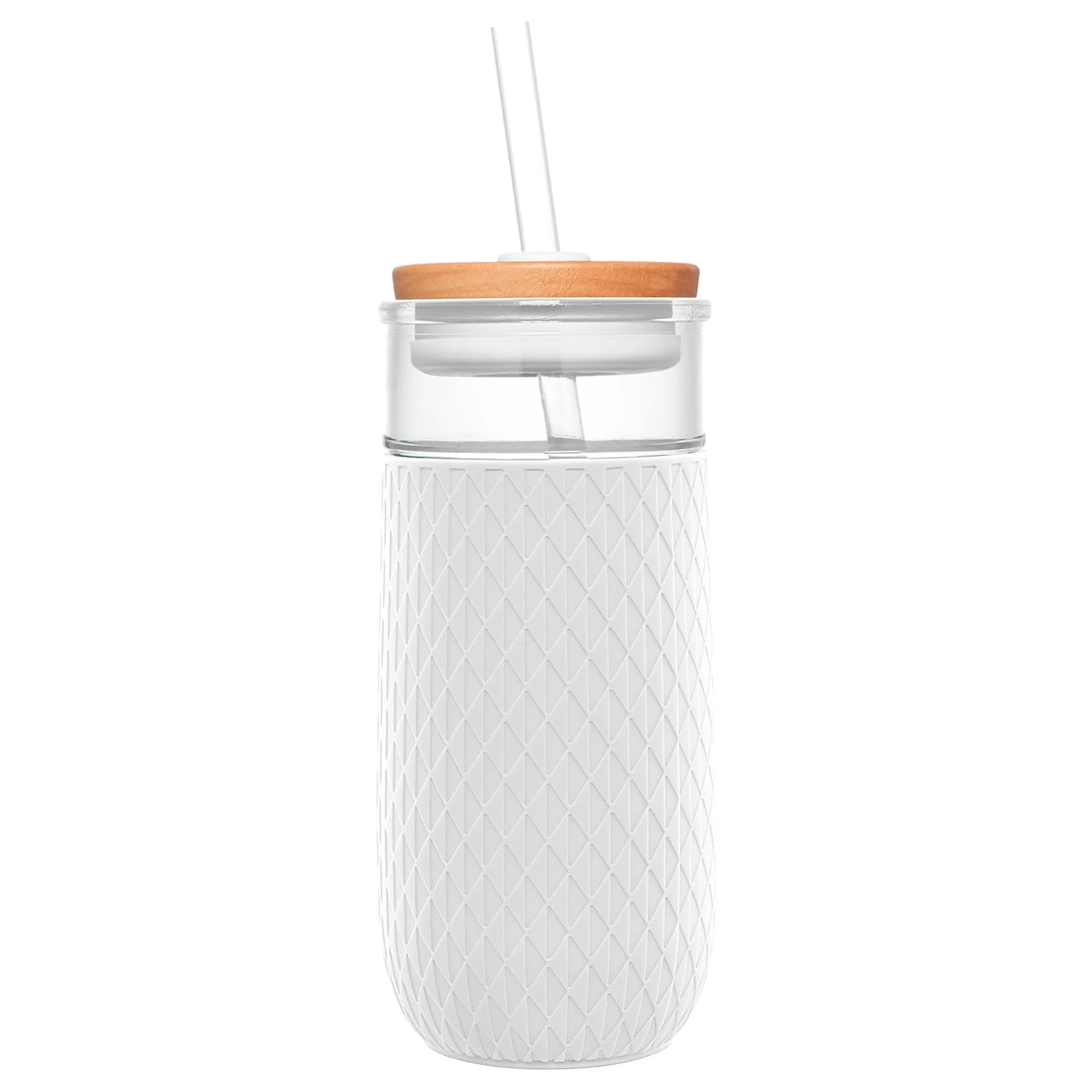Ello Devon Glass Tumbler with Splash Proof Wooden Lid and Straw, Protective No Sweat Silicone Sle... | Walmart (US)
