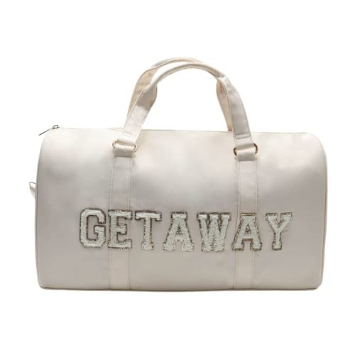 Sage Nation Travel Weekender Duffel Bag - Nylon Cute Preppy Bag With Chenille Letter Embroidery, ... | Amazon (US)