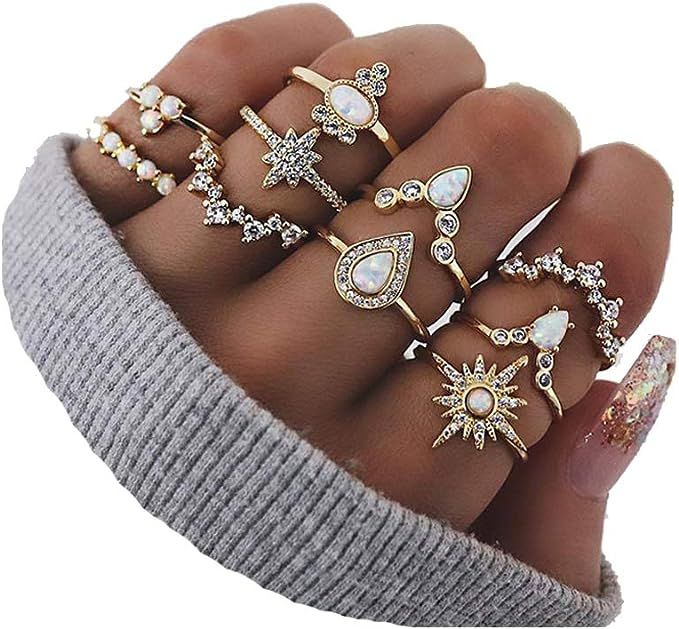 6-16 PCS Knuckle Stacking Rings for Women Teen Girls,Boho Vintage Finger Rings Stackable Gold Sil... | Amazon (US)