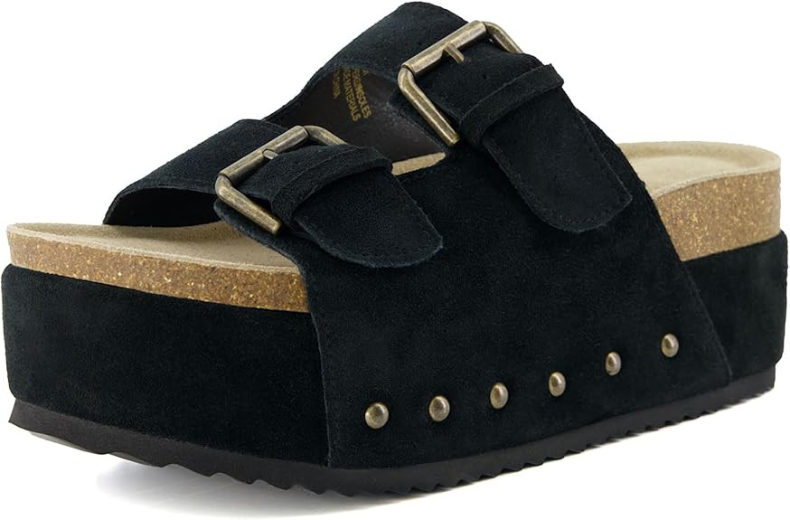 CUSHIONAIRE Women's Guru Genuine Leather footbed platform sandal with +Comfort, Wide Widths Avail... | Amazon (US)