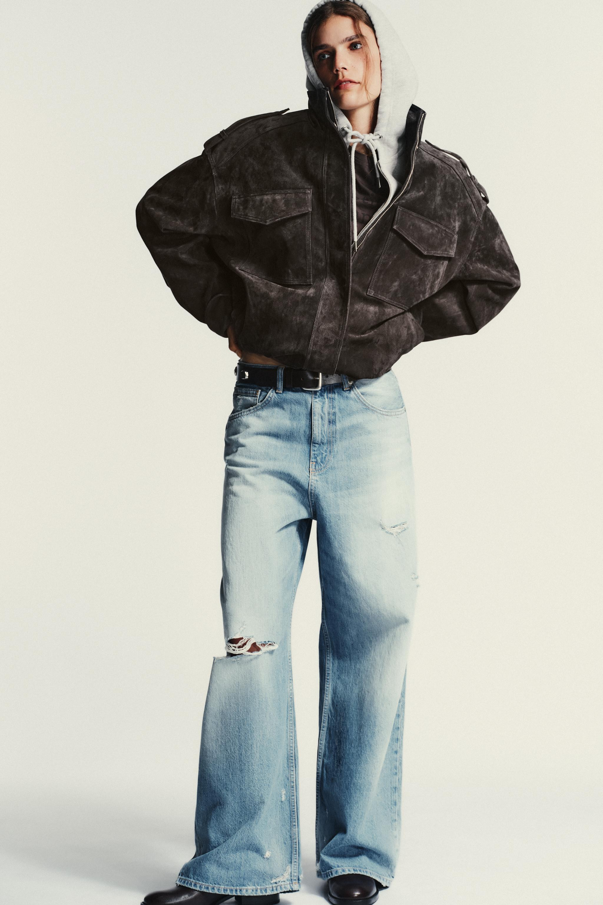 TRF MID-RISE RIPPED BAGGY JEANS | Zara US