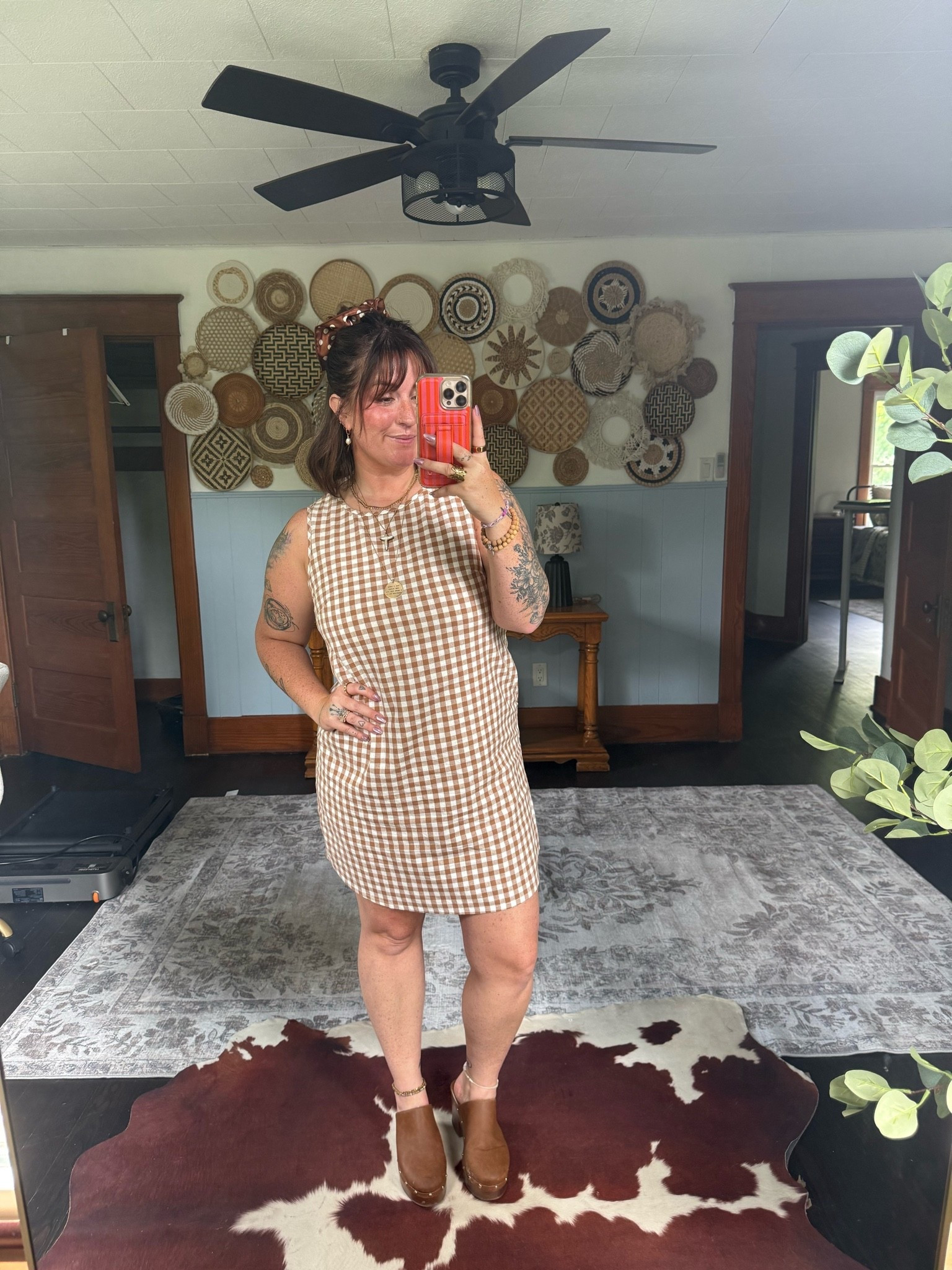 My sunday outfit! Wearing a medium in gingham 100% cotton dress, clog heels run TTS and my boho butterfly bible!

#LTKootd #LTKMidsize #LTKBeauty