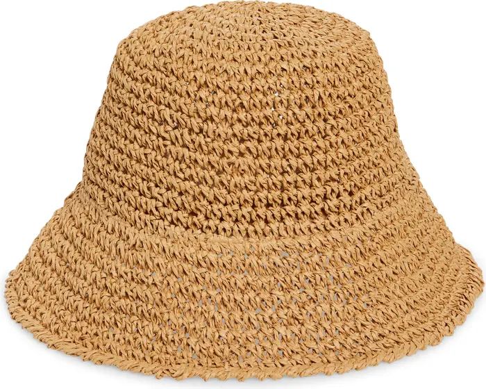 Crochet Stitch Straw Bucket Hat | Nordstrom