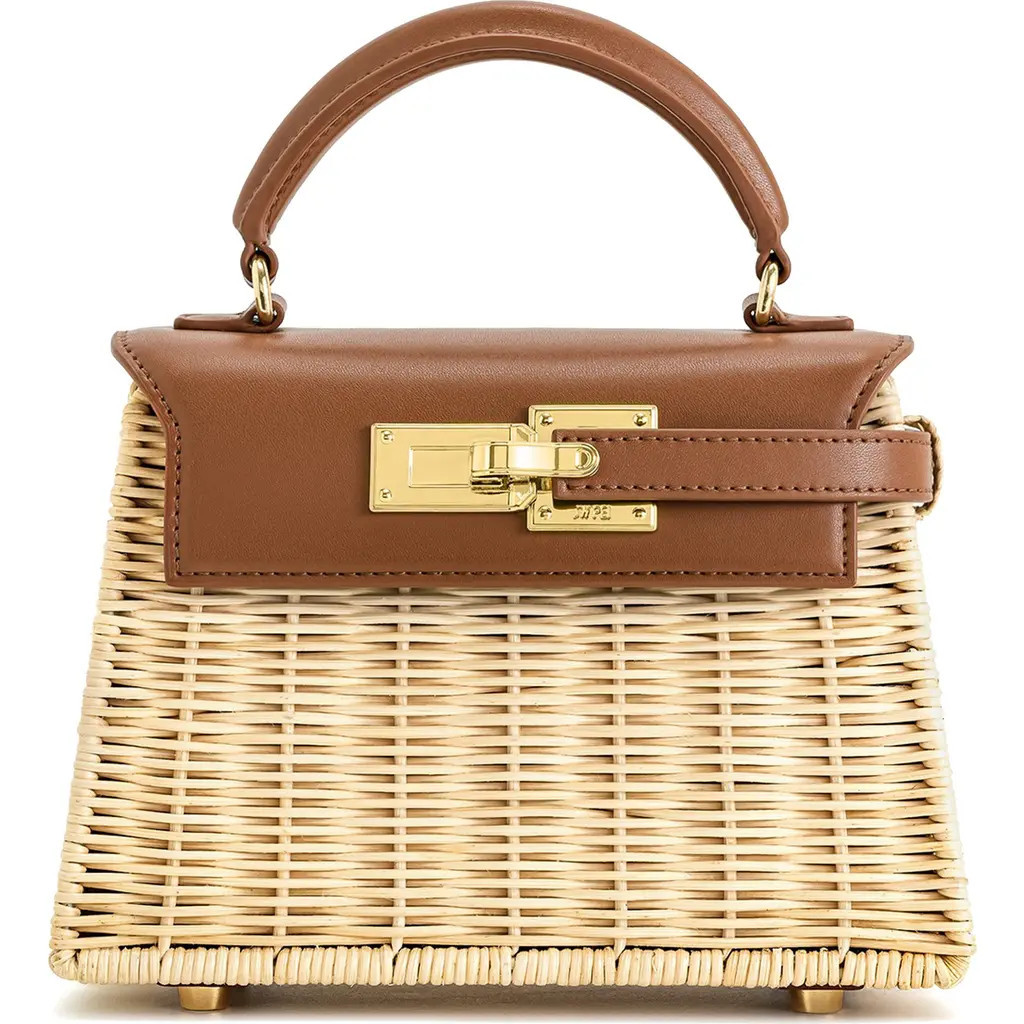 JW PEI Elise Natrual Woven Rattan Top Handle Bag in Brown Rattan at Nordstrom | Nordstrom