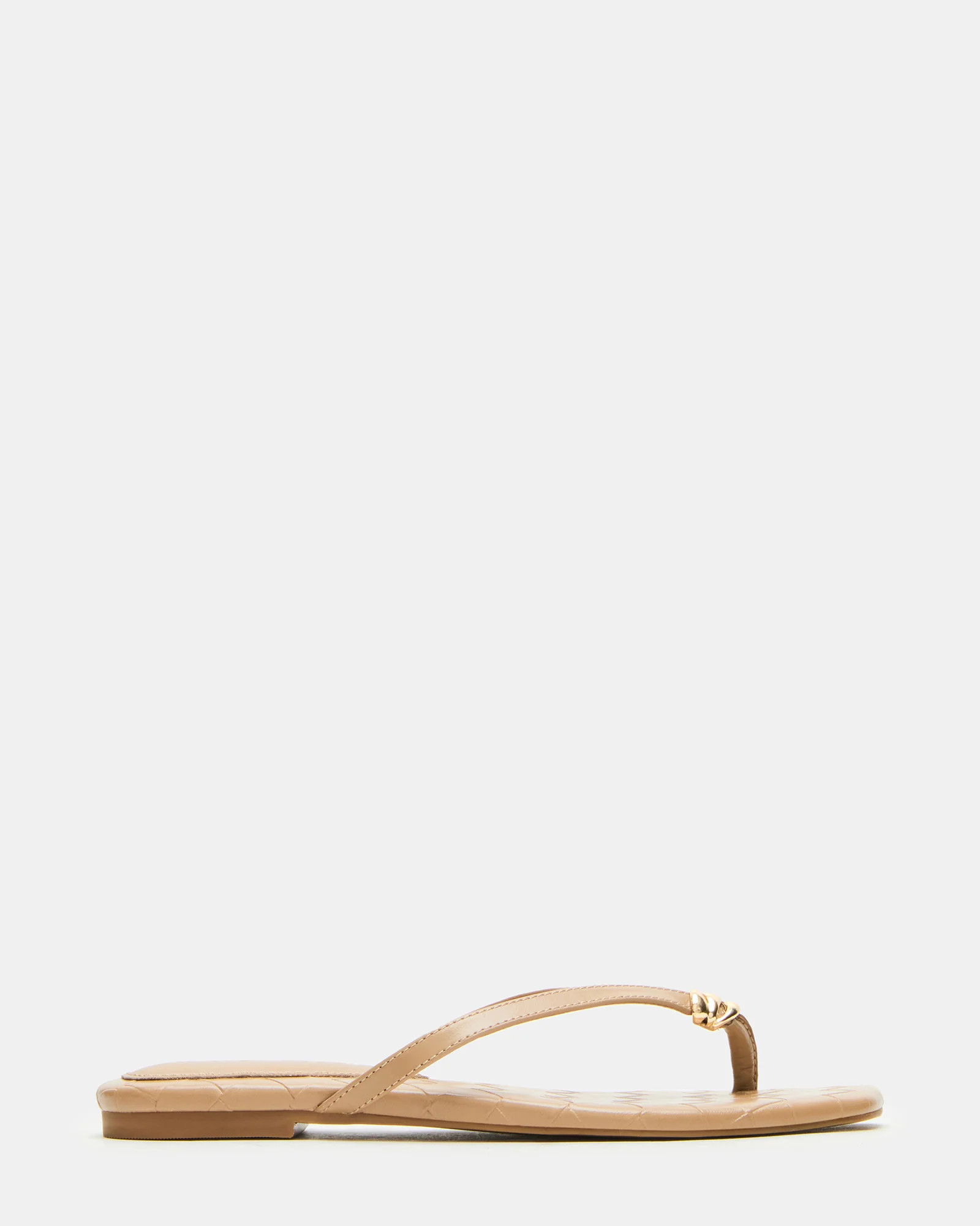 MALIYAH Natural Leather Square-Toe Thong Sandal | Women's Sandals | Steve Madden (US)