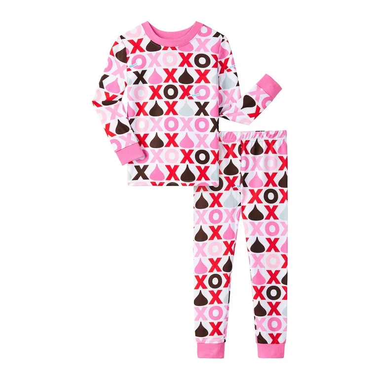 Hershey's Kisses Long Sleeve Snug Fit Sleep Top and Sleep Pant Pajama Set, 2-Piece, Sizes 4-10 - ... | Walmart (US)