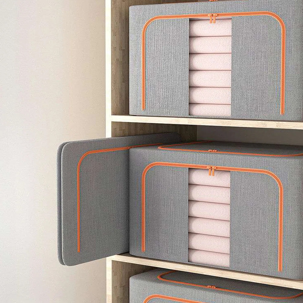 Clothes Storage Bins Boxes with Metal Frame - (Extra Large-105L) (Set of 3) | Wayfair North America