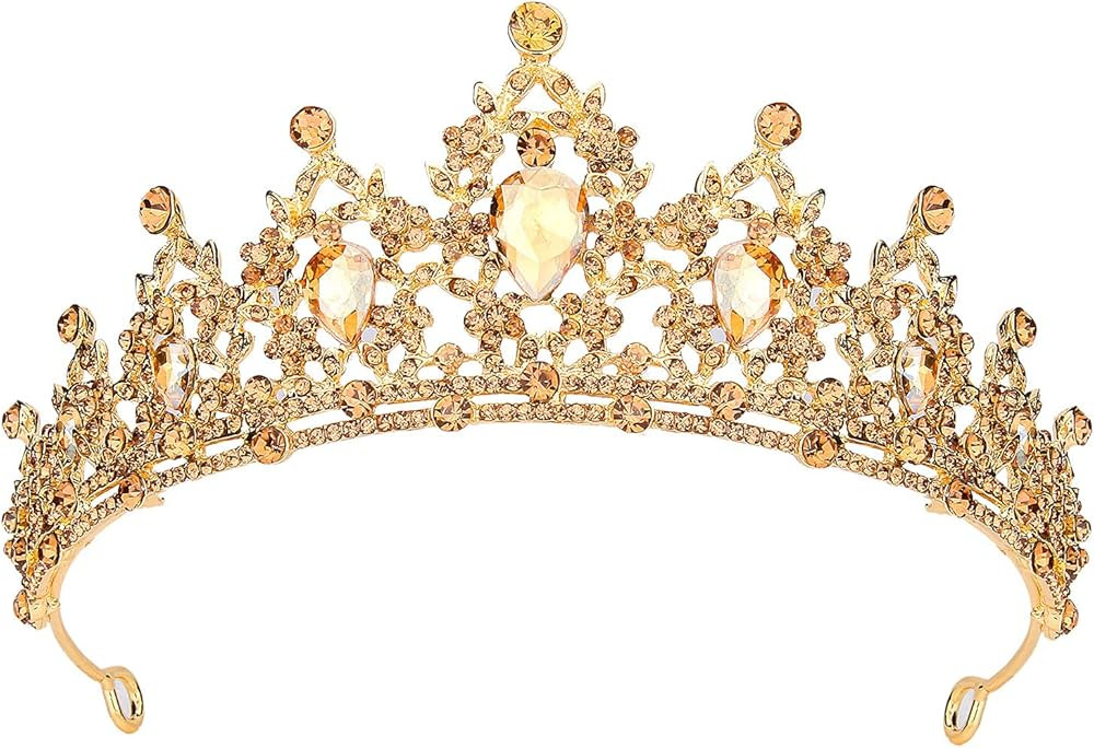 SuPoo Gold Crown Queen Crowns for Women Birthday Tiara Champagne Tiara for Women Rhinestone Headb... | Amazon (US)