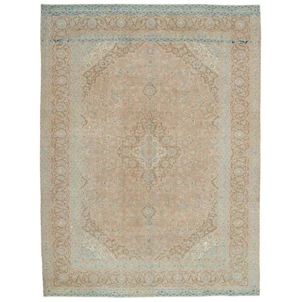 One-of-a-Kind Hand-Knotted 1970s 9'10" x 13' Wool/Cotton Area Rug in Beige | Wayfair North America