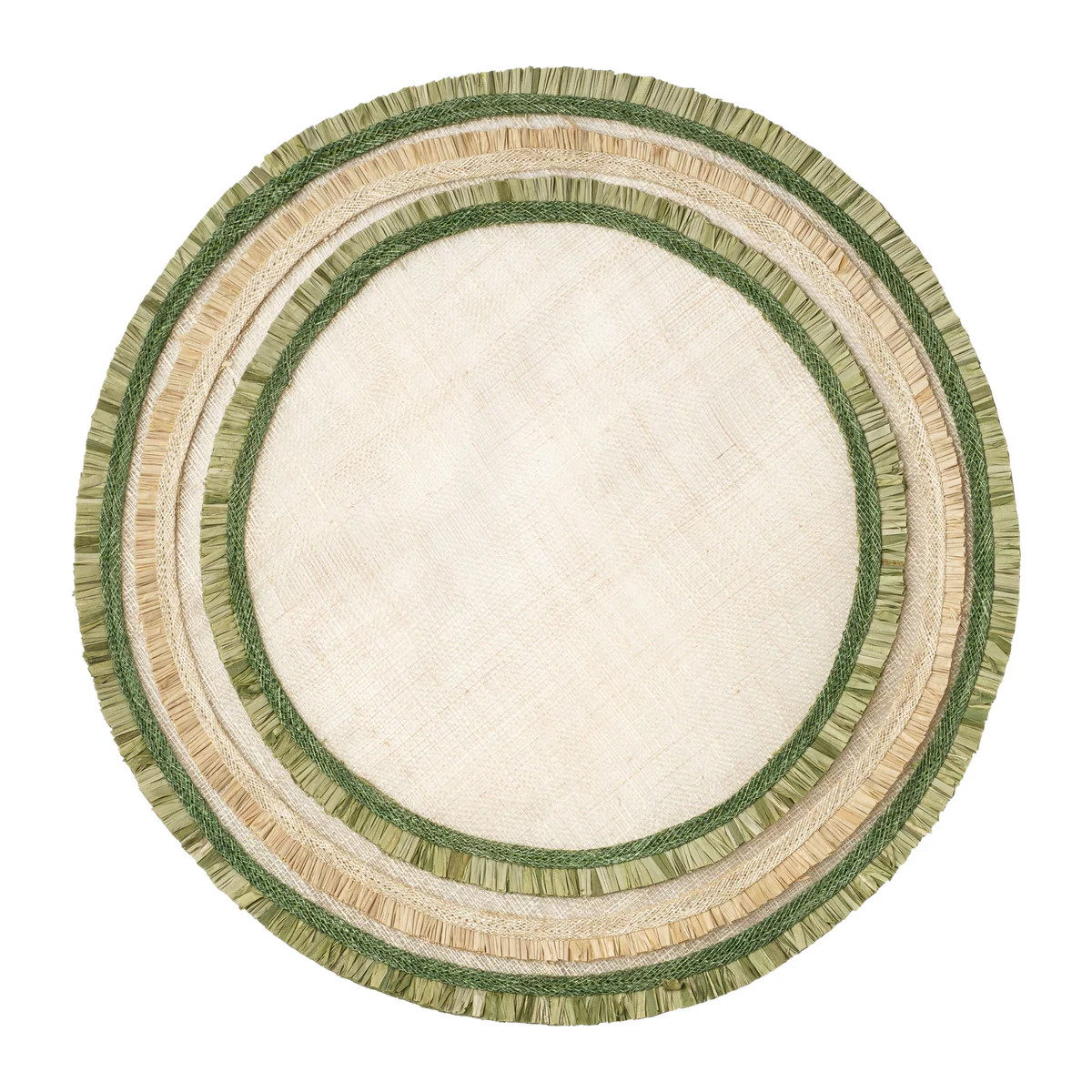 Ruffle Edge Straw Placemats, Green, Set of Four | The Well Appointed House, LLC