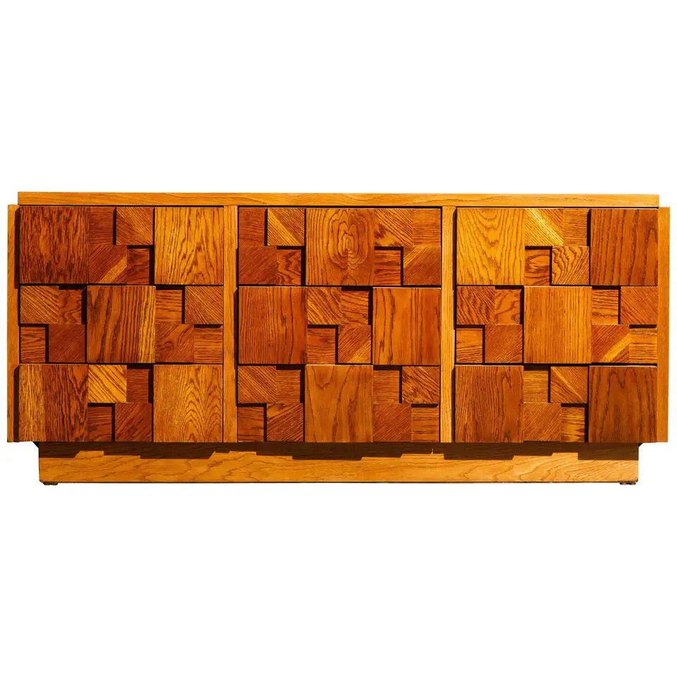Restored Brutalist Six-Drawer Dresser Cabinet by Lane Altavista, 1960s, Signed | 1stDibs