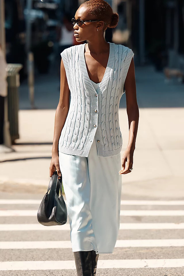 By Anthropologie Gemini Twofer Cable-Knit Midi Dress | Anthropologie (US)