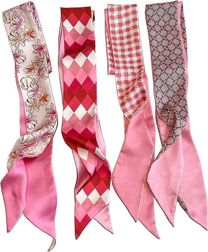 4Pcs Fashion Scarves for Women, Multifunctional Boho Scarves Headbands Satin Scarf for Bag Hair A... | Amazon (US)