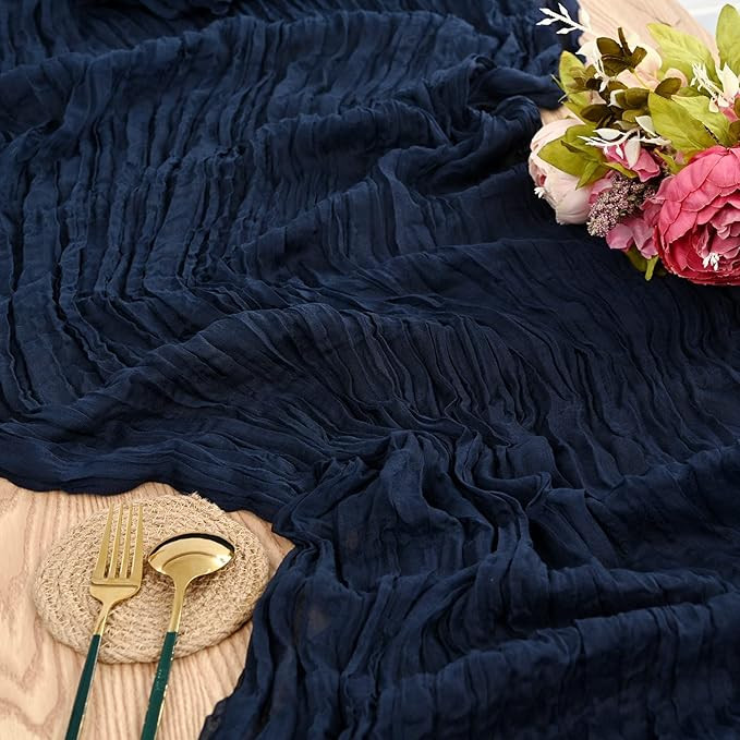Lykoow 5 Packs Navy Blue Cheesecloth Table Runner, 10Ft x 35" Rustic Gauze Fabric Boho Table Runn... | Amazon (US)