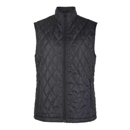 Women s Zip-Up Sleeveless Diamond Quilted Puffer Vest Black S 1 Pack | Walmart (US)
