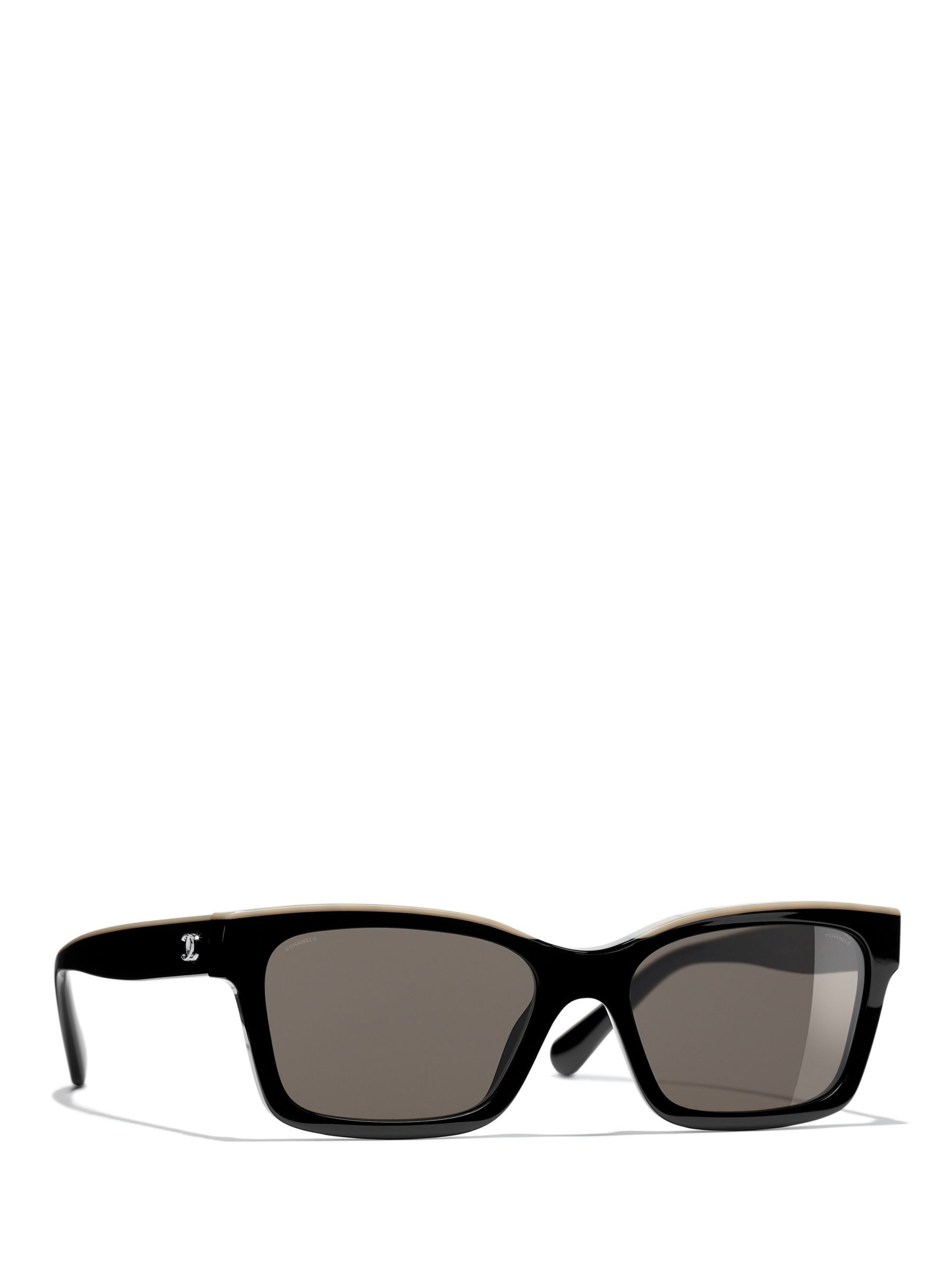 CHANEL Square Sunglasses CH5417 Black/Beige | John Lewis (UK)