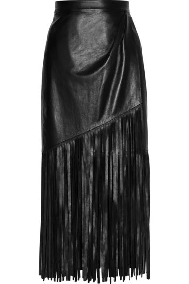 Fringed wrap-effect leather skirtFringed wrap-effect leather skirt | NET-A-PORTER (US)