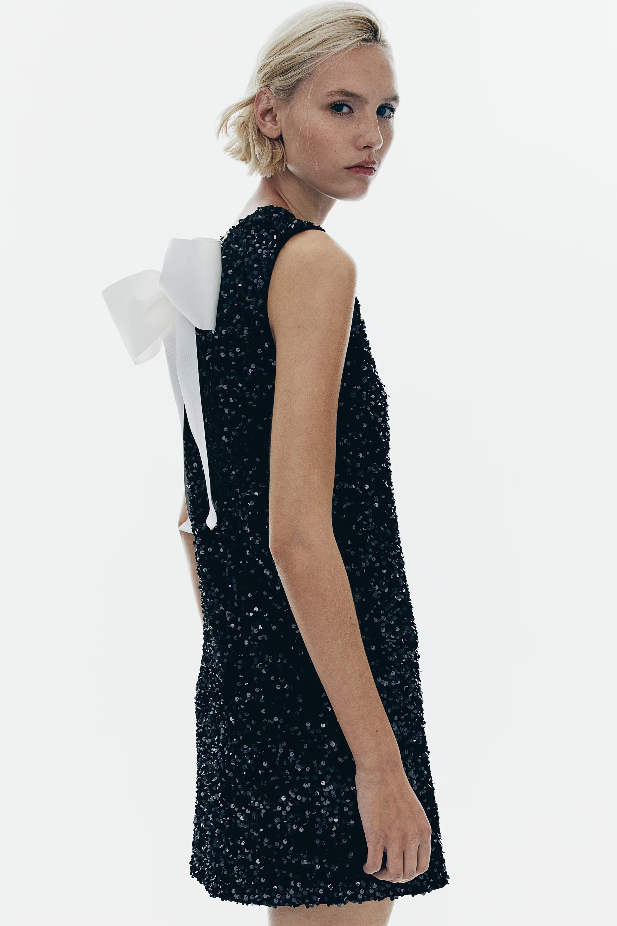 Sequined Tie-back Dress - Black/white - Ladies | H&M US | H&M (US + CA)