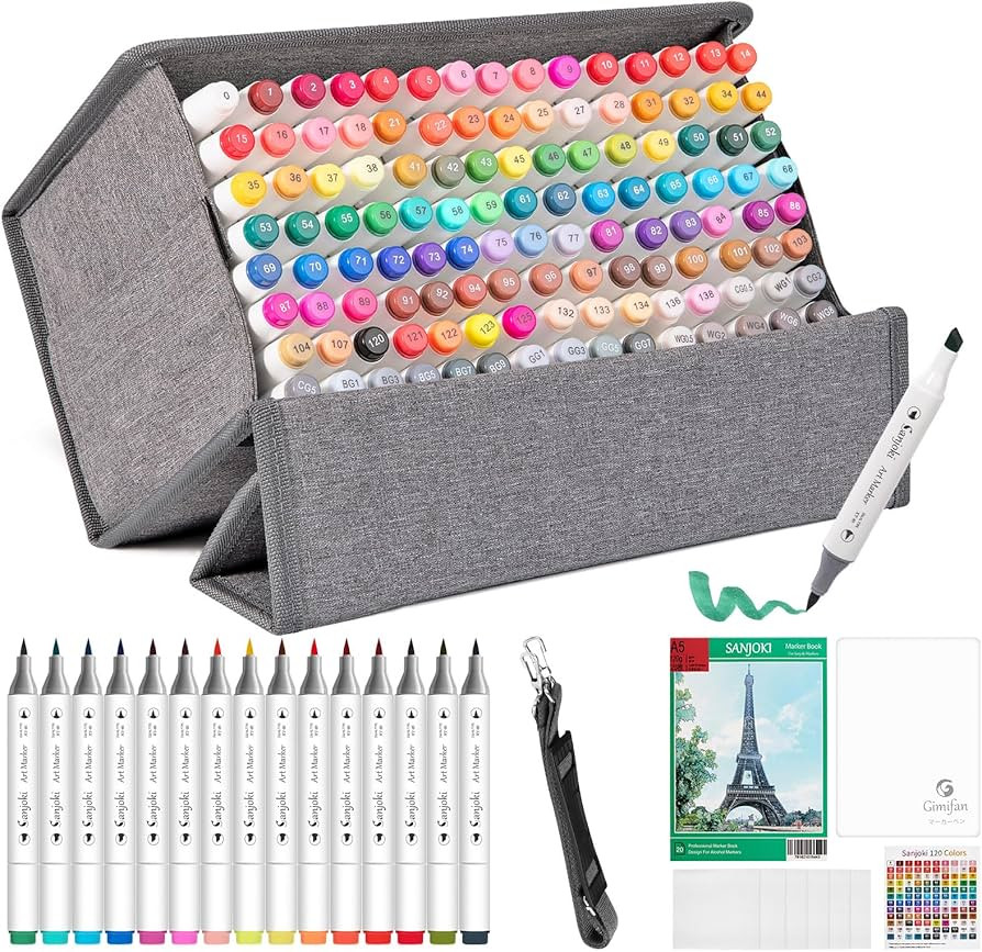 SANJOKI Art Markers 119 Colors and Colorless blender Alcohol Brush Double Tips Marking Pen For Ar... | Amazon (US)