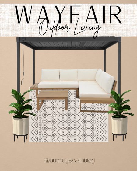 Wayfair outdoor living✨ 
There are so many great deals on Wayfair right now! 

Wayfair finds, outdoor looks from Wayfair, outdoor living, planters, pergola, outdoor rug, outdoor couch, fireplace for outside, outdoor pillows, weather resistant pillows